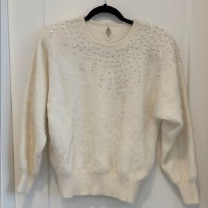 Chic Cream Sweater with Embellishments